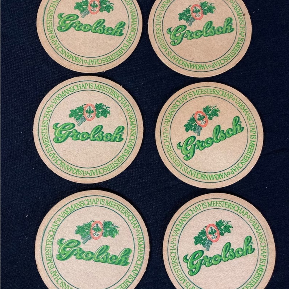Grolsh Vintage Tan and Green Coaster Set
